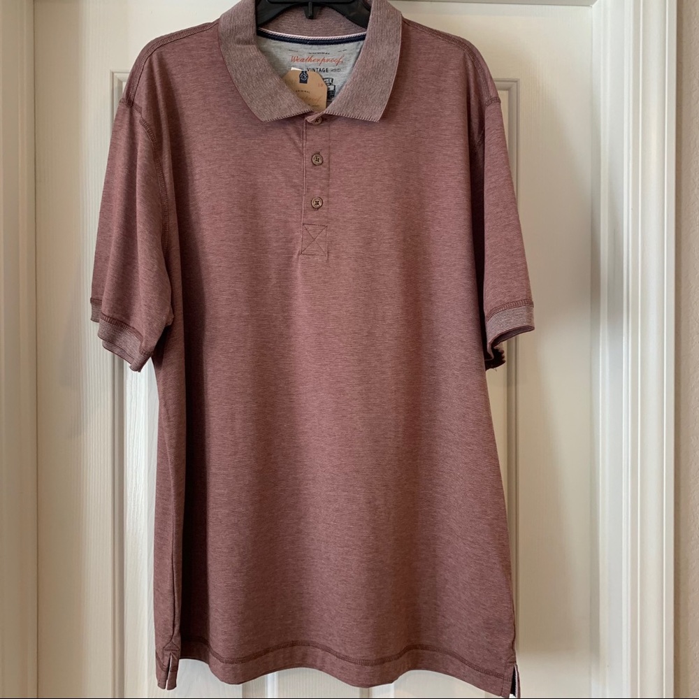 NWT XXL Weatherproof Vintage Red Microstripe Polo - Picture 5 of 11